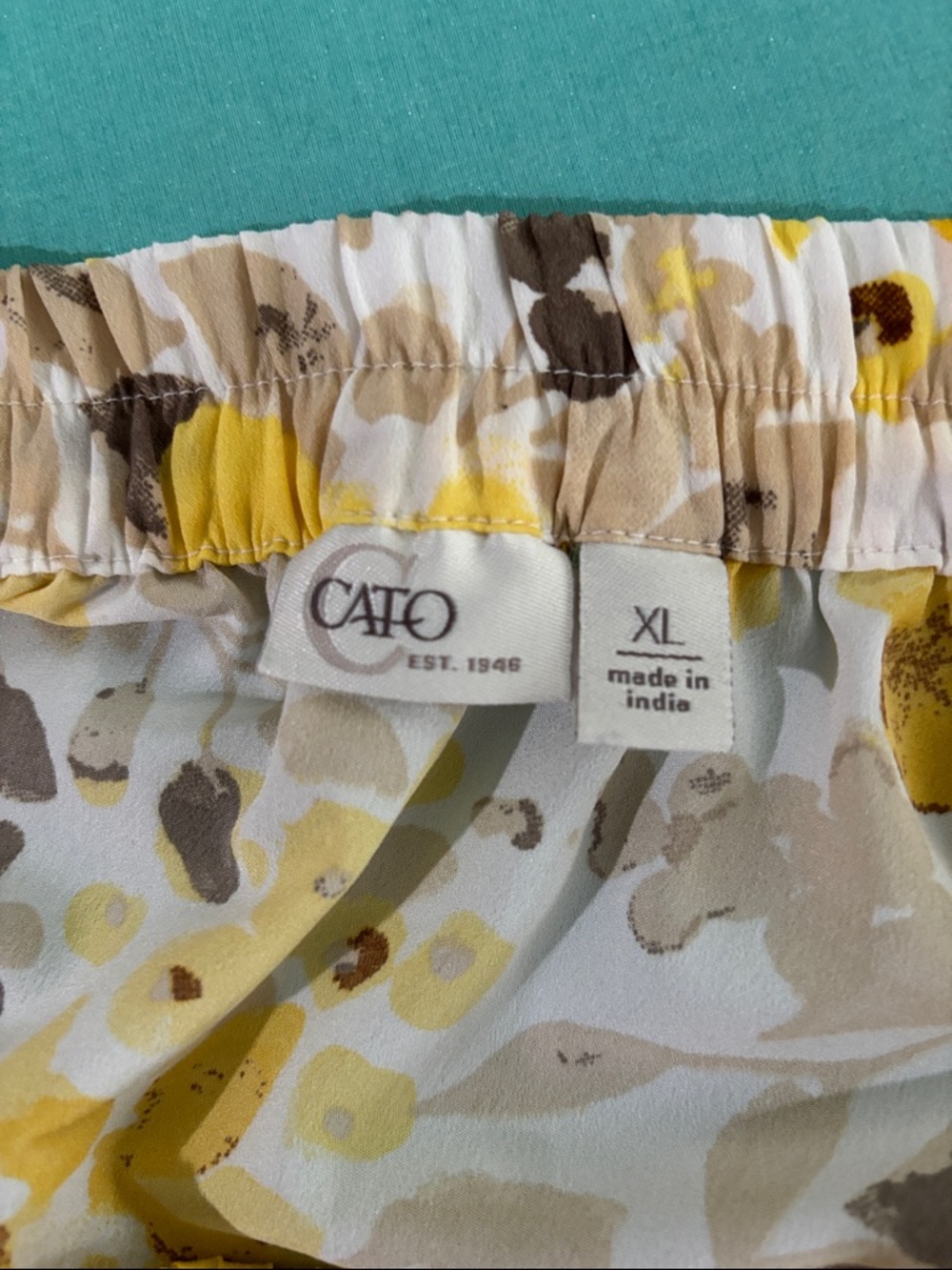 Cato Floral Maxi Skirt Yellow White Tan Lightweight Flowy Pull On Style Size XL - Picture 4 of 8